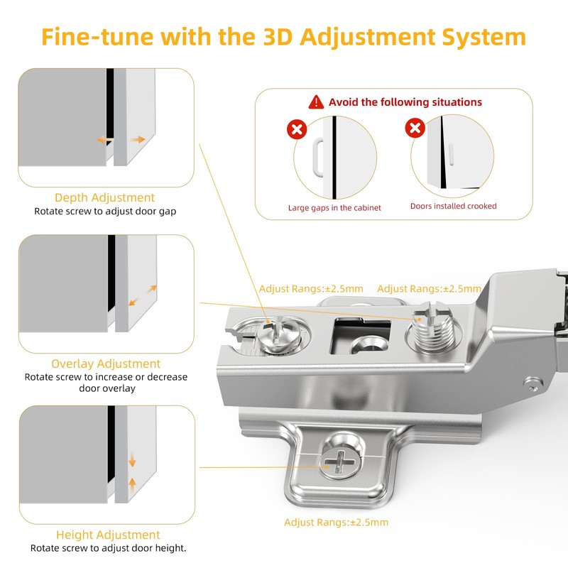 Chibery 10 Pack Half Overlay Cabinet Hinges, Regular Standard Closing