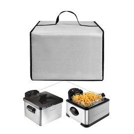 Deep Fryer Cover Heavy Duty Waterproof Heat Resistant Nylon Cover Case for Hamilton Beach Electric/for Elite Gourmet EDF-401T Electric/for Chefman 4.5 Liter Deep Fryer (Silver)