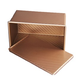 Bakeware Loaf Pan with Cover Nonstick Quick Release Coating Carbon Steel Ripple Rectangle Toast Box Bread Pan Gold
