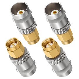 BNC to SMA Adapter 4 Pack, BNC Female to SMA Male RF Coax Antenna Extension Convertor Connector Low Loss for RF Applications/Wireless LAN Devices/Wi-Fi Radios External Antenna