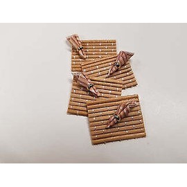 SMA 1:12 Dollhouse Miniature Bamboo Place Mat with Napkin Set - Light Natural BB CE