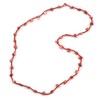 Avalaya Long Red Glass Bead, Sea Shell Nugget Necklace/102cm L