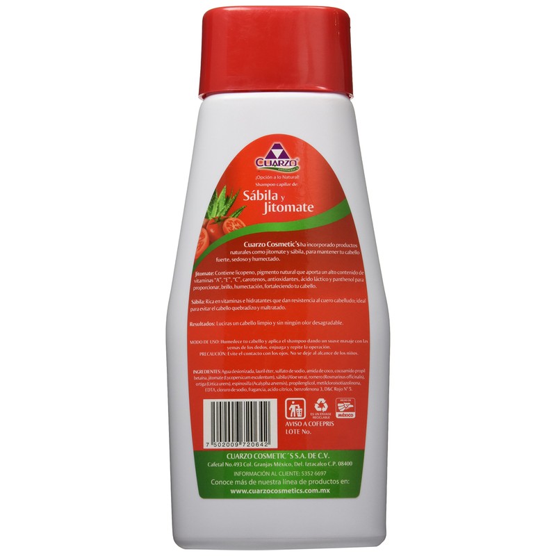 Shampoo Cuarzo Sabila y Jitomate, 550 ml