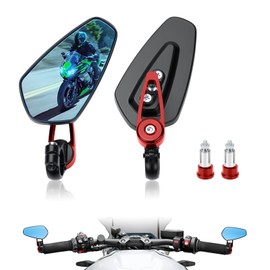 RIDLOG Motorcycle Bar End Mirrors 7/8'' 22mm CNC Aluminum Universal Rear View Side Mirror Fit for Honda Grom Kawasaki Suzuki Ducati Yamaha and More Street Sport Bike Scooter Cruisers (Red)