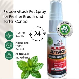 Pet Dental Spray, As Seen on TV, Eliminates Plaque & Tartar, Helps with Plaque and Tartar and Provides Instant Fresh Breath - Includes 3 Months' Supply of Peppermint Spray, 1fl. OZ (30ML)