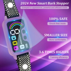 Barking Collar, Suitable for Barking Collars of Large, Medium, and Small Dogs, 2024 Screen Intelligent Automatic Stop Barking Collar, and Rechargeable Anti Barking Collar (Violet)