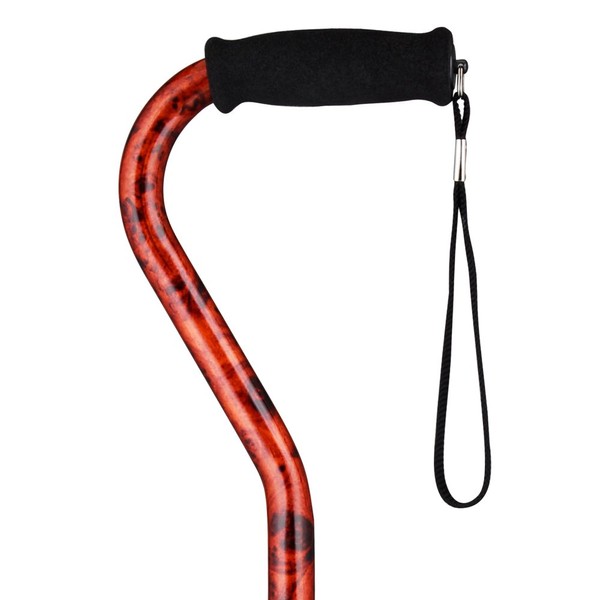 NOVA Designer Walking Cane with Offset Handle, Lightweight Adjustable Walking Stick with Carrying Strap, “Mahogany Swirl” Design