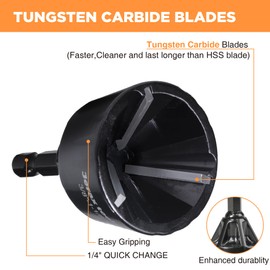 Jerax tools Tungsten Carbide Chamfering Drill Bit 1-1/8" for Removing Burr and Edge Deburring, Quick Release Hex Shank Deburring Tool for Metal Rod, Tube, Screw, Dowel, Sheet, Copper/PVC Pipe