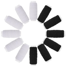 Cordón elástico de 0,75 mm, 20 m cada carrete, hilo de coser elástico para máquina de coser, hilo elástico para costura, acolchado, cordón de manualidades, abalorio de bricolaje (6 negros + 6 blancos)