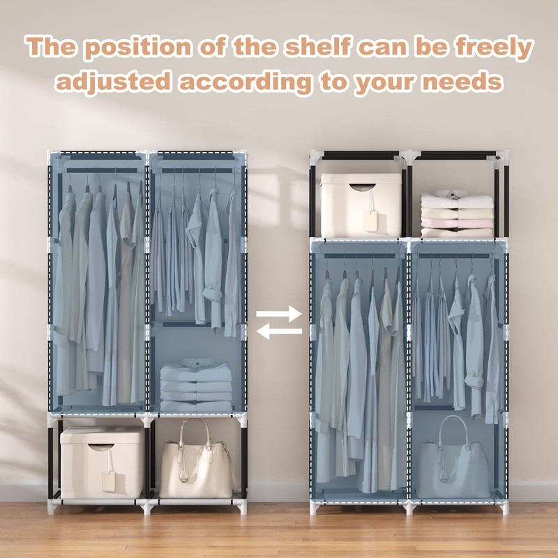 VTRIN Portable Closet Wardrobe Closet for Hanging Clothes with 4