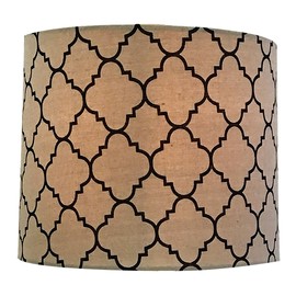 Royal Designs Shallow Drum Hardback Lamp Shade, Linen Eggshell and Black Mococcan, 11" x 12" x 8.5"