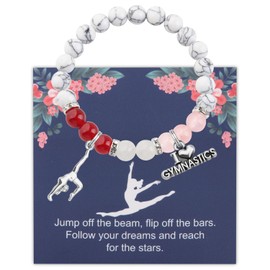 PLITI Gymnast Gift Gymnastics Team Gift Gymnastics Lover Gift Jump Off The Beam Flip Off The Bars Gymnastics Bracelet (Jump beam bead bgCA)
