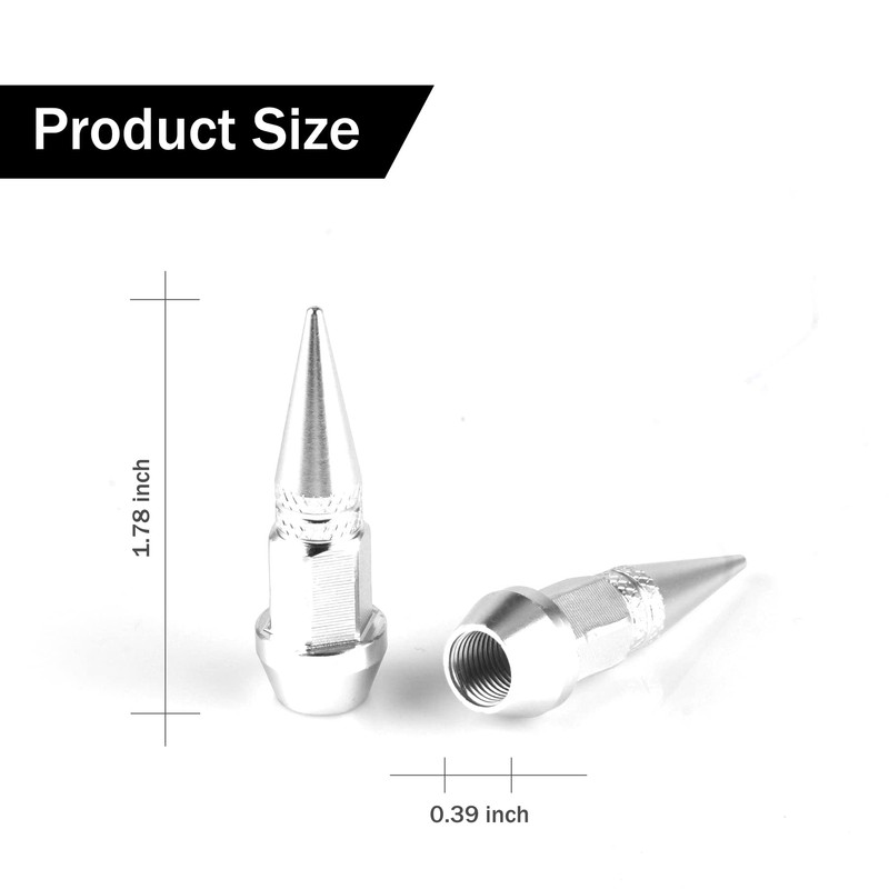 SINGARO 45mm Spiked Aluminum Stem Valve Caps,4PCS Dustproof Tire Wheel