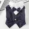 Pet Suit Bow Decor Striped Breathable Dog Cat Wedding Shirt