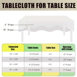 FULDGAENR 6 Packs Ivory Plastic Tablecloth, Disposable Ivory Table Cloths Plastic 54x108 Inch Size for 6-8 Foot Rectangle Table Indoor/Outdoor Parties Birthdays Weddings Anniversary - 6 Packs Ivory