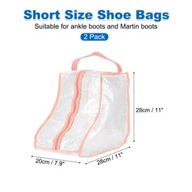 sourcing map 2Pack Boot Storage Bag Portable, PVC Shoe Storage Bag with Zipper Clear Boots Cover Protector Bag for Short Boots and Short Boots Storage Travel and Daily Use, Pink Tall