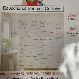 SANRON Multiplication Educational Shower Curtain Grade 3+ Motivational and I... New