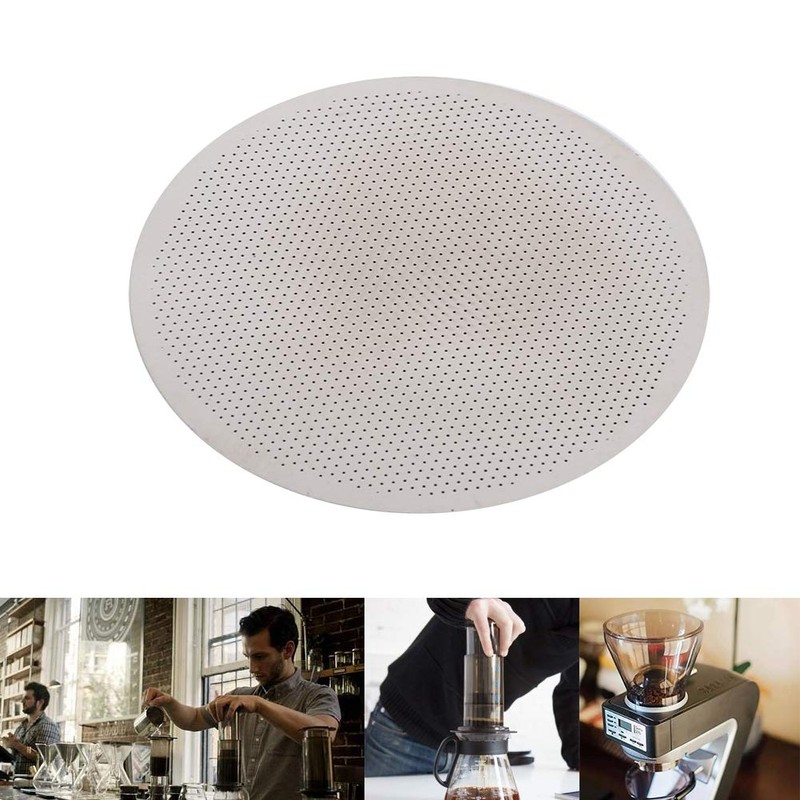 Solid Stainless Steel Mesh Coffee Filter, Reusable Metal Percolator Disc