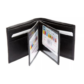 Unbranded Leather Bifold 12 Credit Card Slot 2 ID Window Black Men's Wallet