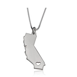N/A CUSTOM STATE AND HEART NECKLACE: STERLING SILVER, 24K GOLD, ROSE GOLD