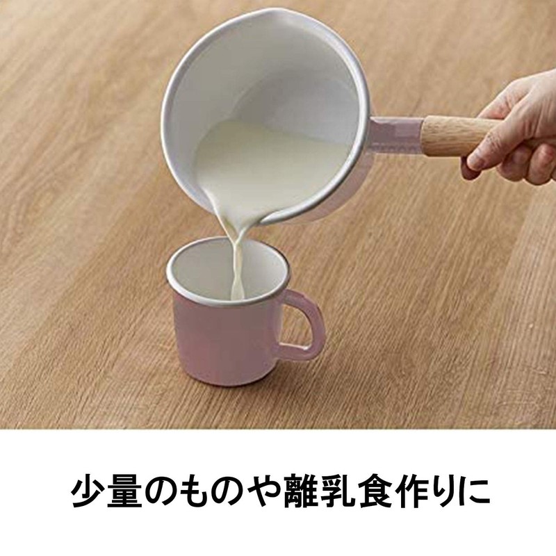 Fuji Enamel CTN-14M.LG One-Handle Pot, Milk Pan, Cotton Series, Light