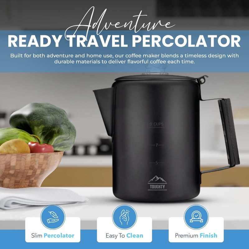 Toughty Yosemite Percolator Coffee Pot – Classic Stovetop Coffee Maker