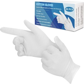 10 Pairs Cotton Gloves for Eczema, White Cotton Eczema Gloves for Men and Women, Dry Hands, Breathable Machine Washable Cloth, White Gloves