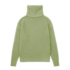 chouyatou Women's Turtleneck 2 Piece Outfits Ribbed Knit Sweater Midi Pencil Skirt Set (Medium, Grass Green)