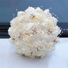 TUAGYMKR Handmade Rhinestone Bridal Bouquet Crystal Wedding Round Tossing Bouquet Artificial Flower Bunch for Bride Bridesmaid