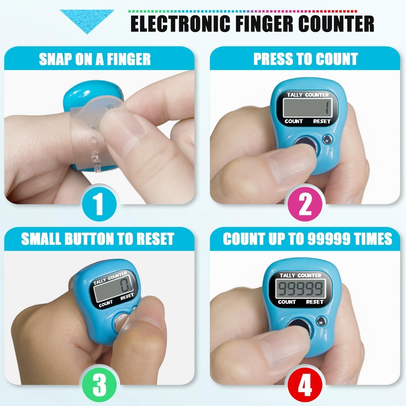 Betus 10 Pack Digital Finger Tally Counter – Adjustable LED
