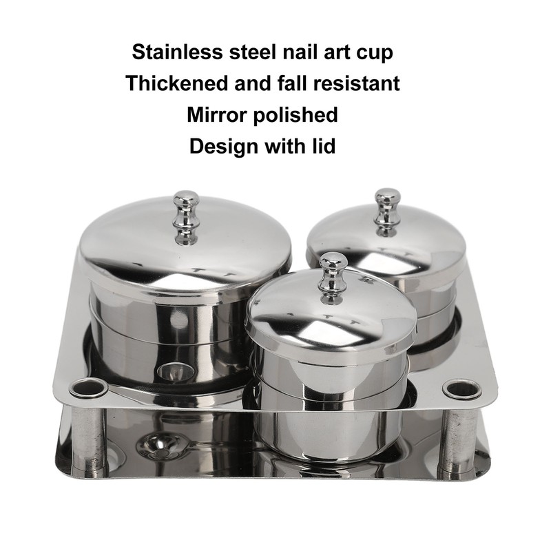 Stainless Steel Nail Powder Holder Thickening Sturdy Dustproof Smooth Surface