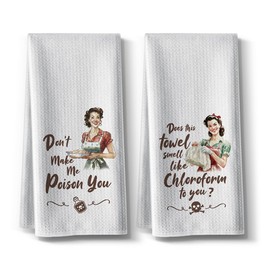Hcaredee Kitchen Towels,Funny Joked Themed Dishcloth,16 * 24,2Pack,Microfiber Bar Towel,Hilarious Hand Towels,High Absorbent Dish Towels,Best Gifts for Hostess New Home Mom Women Housewarming