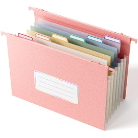 EcoStash Wheat Straw Expanding Hanging File Folders,1.2" Accordian Pockets File Organizer, Large Capacity,Letter Size for Filing Cabinet,100% BPA Free, Return to Nature, Healthy Living-Strawberry Pink