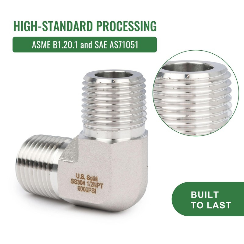 U.S. Solid 304 Stainless Steel 6000 Psi 90 Degree Barstock