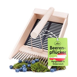 Luna® Raccogli bacche Made in Austria, tradizionale pettine per bacche in legno di faggio, raccolto fino a 3 volte più veloce senza piegarsi, per mirtilli, mora e ribes – Protegge schiena e