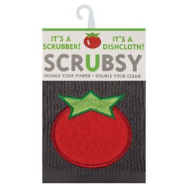 MÜkitchen SCRUBSY 100% Cotton Kitchen Dish Cloth with Built in Scrubber | Various Designs and Super Absorbant (Tomato)