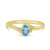 14k Yellow Gold Oval Blue Topaz And Diamond Ring (Size