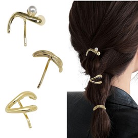 GOLD XIONG PADISHAH 3PCS Chunky Gold Hair Cuffs for Ponytail - Metal Buckle Hair Decorative Ponytail Cuffs for Women - Pack of 3