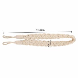 2 PCS Curtain Rope Tiebacks Natural Cotton Hand Knitting Curtains Tied Rope Tiebacks Decorative Curtain Tie Backs Beige Boho Curtain Ties Braided Drapery Drape Holdbacks Curtain Rope Buckle Cord