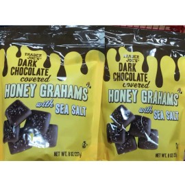 Trader Joe's 2 Packs Trader Joe's Dark Chocolate Covered Honey Grahams w/Sea Salt 8 oz Each