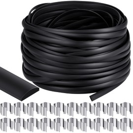 Flat Screen Spline 0.315 Width Vinyl Screen Spline with 20 Pcs Screen Retainer Clips, Flat Bottom and Curved Top Edge Screen Spline for Replacement for Installing Window Patio Door Screen (200ft)