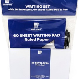 Letter Writing Set - Includes 60 Page Notebook, 30 Envelopes & Pen