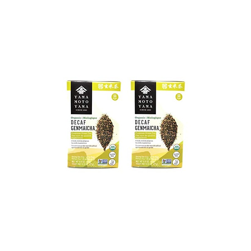 Yamamotoyama Organic Decaf Genmaicha Premium Green Tea (2 Pack, Total
