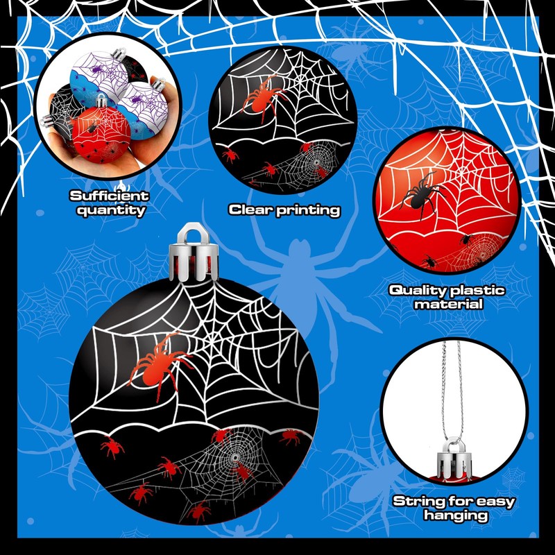 Spider Ball Ornaments 24PCS 2.4in Shatterproof Hanging Decor