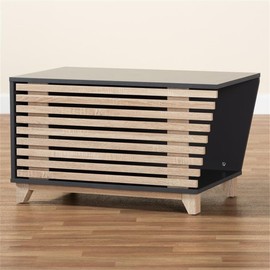 Baxton Studio Eckhart Dark Grey and Oak Finished Wood Cat Litter Box Cover House