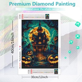Huacan - Kits de pintura de diamante AB para adultos, 5D de calabaza de Halloween, kit de arte cuadrado completo para decoración de pared del hogar, 11.8 x 15.7 pulgadas