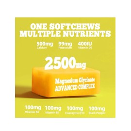 parhaat Magnesium Glycinate Soft Chews, Advanced Complex  60ct, High Absorption 2500 Mg