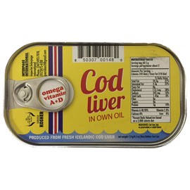 (pack of 5) Cod Liver in Own Oil, Higado De Bacalao. Includes Our Exclusive HolanDeli Chocolate Mints