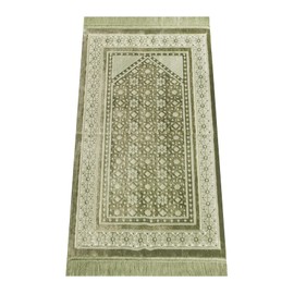 ihvan online, Soft Plush Lux Velvet Muslim Prayer Rug | Thick Janamaz | Sajadah | Soft Islamic Prayer Rug | Islamic Gifts | Prayer Carpet Mat, Elegant, Color: Green