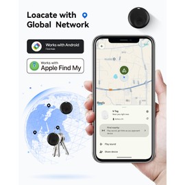 Spedal Tracker Tag for iOS or Android Find My Dual System, Item Locator for Keys, Luggage, Backpack, Wallet Works with iOS Find My or Google Find Hub (Black&White, 2 Pack)